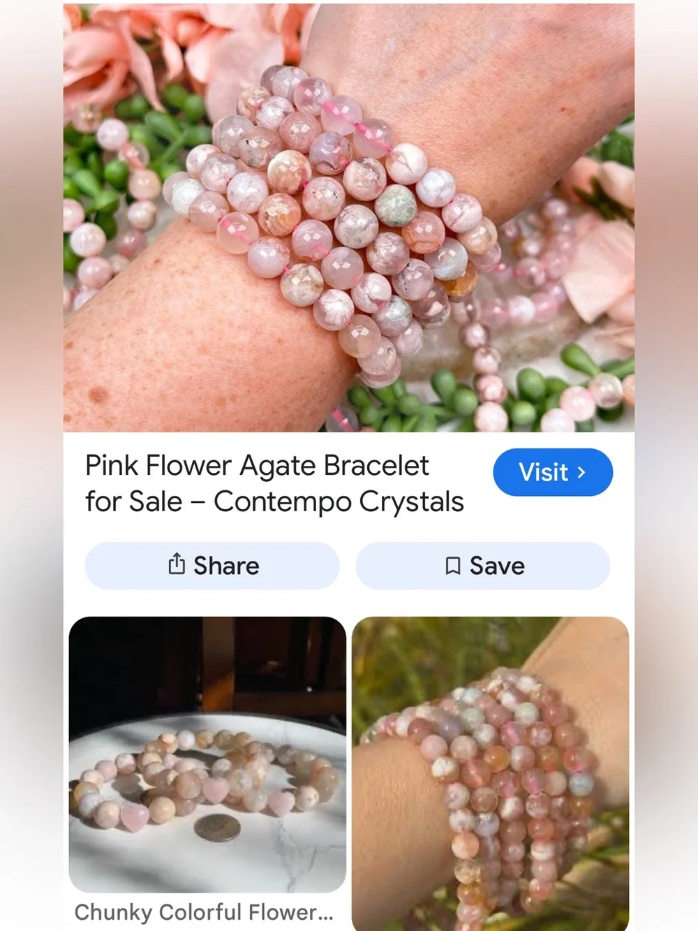#2951**Pink Zebra Jasper Beaded Stretch Bracelet - Pink